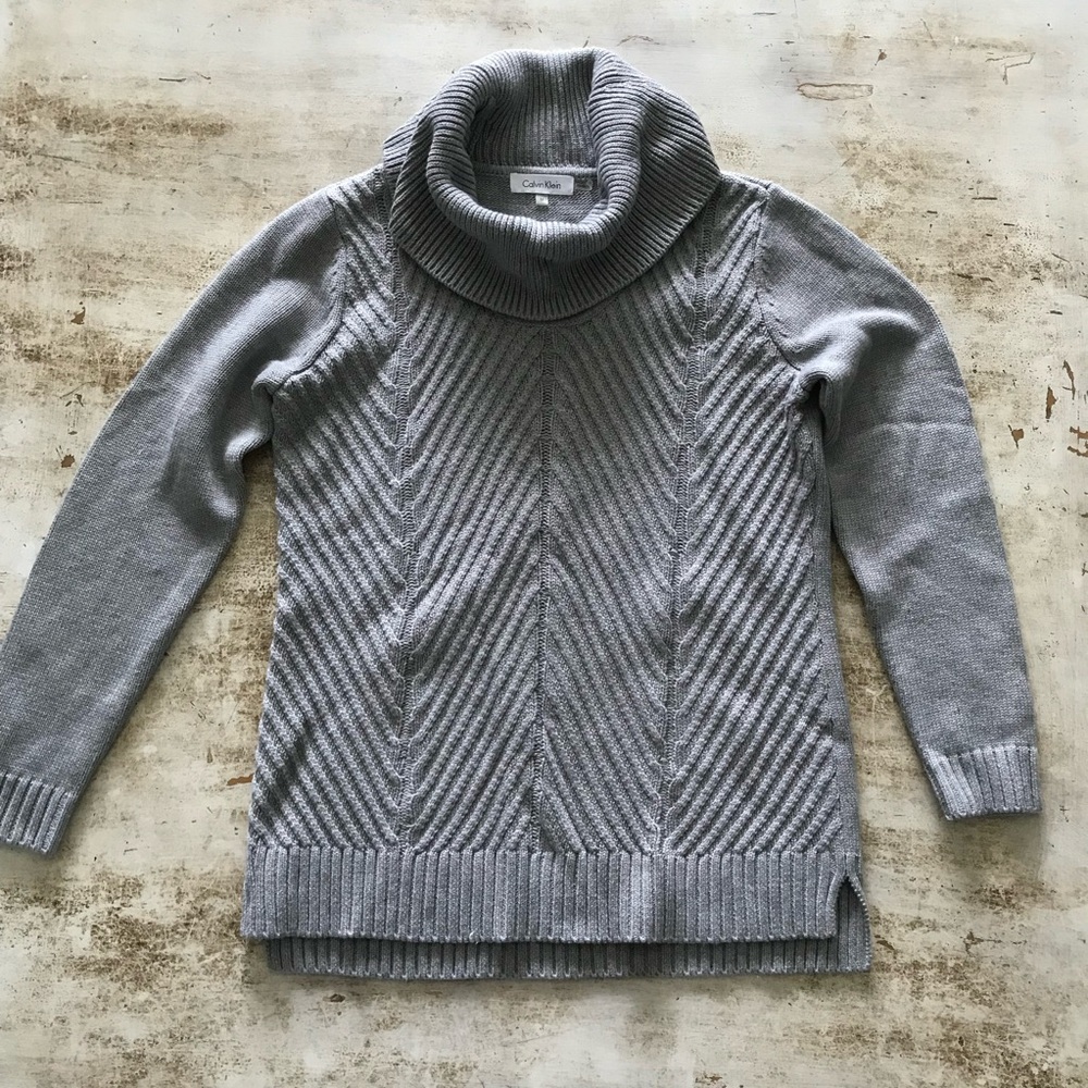 Calvin Klein Cowl Neck Cable Front Sweater Women’s Size Medium